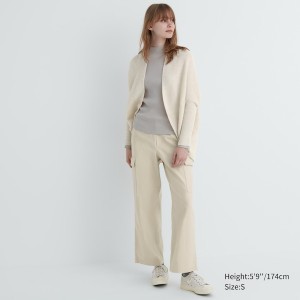 Uniqlo 3D Knit Souffle Yarn Long-Sleeve Cardigan Dame Hvide | 8152-BHWQN