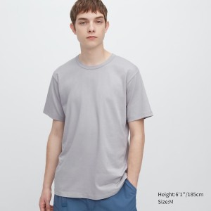 Uniqlo AIRism Bomulds Crew Neck T Shirts Herre Grå | 8512-WATGN