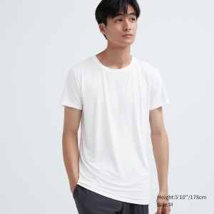 Uniqlo AIRism Crew Neck Kort-Sleeve T Shirts Herre Hvide | 1849-TWOIJ