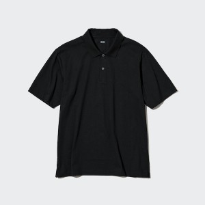 Uniqlo AIRism Regular Collar Poloshirt Herre Sort | 5049-RZYAB