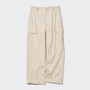 Uniqlo Brede Lige Cargo Bukser Dame Hvide | 5031-VWGOY