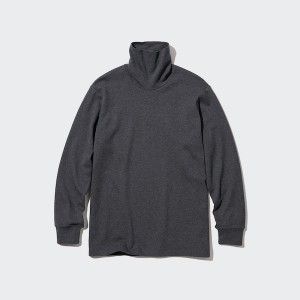 Uniqlo Brushed Bomulds Turtleneck Long-Sleeve T Shirts Herre Grå | 2791-YICZN