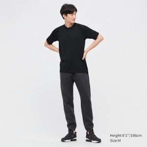 Uniqlo DRY-EX Crew Neck Kort-Sleeve T Shirts Herre Sort | 3098-WXFVJ