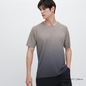 Uniqlo DRY-EX Crew Neck Kort-Sleeve T Shirts Herre Grå | 9673-BIYLE