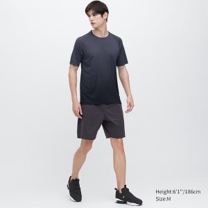 Uniqlo DRY-EX Crew Neck Kort-Sleeve T Shirts Herre Sort | 7841-WFAPT