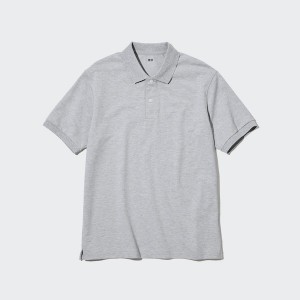 Uniqlo Dry Pique Kort-Sleeve Poloshirt Herre Grå | 7536-DLGOT