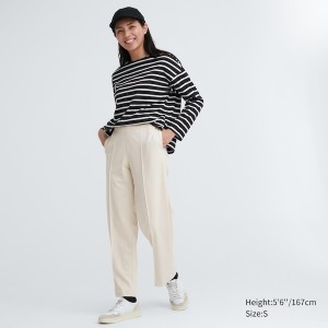 Uniqlo Easy Brede Lige Bukser Dame Hvide | 2415-CUNZP