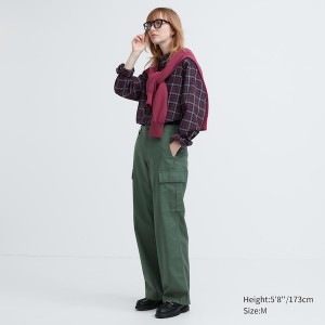 Uniqlo Extra Fine Bomulds Broadcloth Checked Long-Sleeve Skjorte Dame Bordeaux | 0678-UGTAM