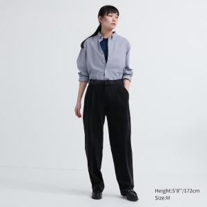 Uniqlo Extra Fine Bomulds Broadcloth Checkered Long-Sleeve Skjorte Dame Blå | 0832-WBRZU