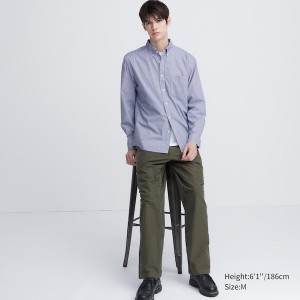 Uniqlo Extra Fine Bomulds Broadcloth Checked Long-Sleeve Skjorte Herre Blå | 0623-PVLSA