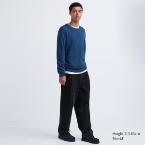 Uniqlo Extra Fine Merino Crew Neck Trøjer Herre Blå | 6274-TMPQO