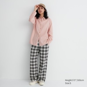 Uniqlo Flannel Bukser Dame Hvide | 4387-BDAOZ