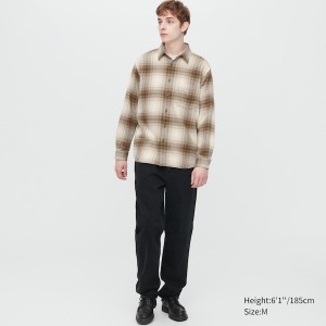 Uniqlo Flannel Checked Long-Sleeve Skjorte Herre Kobber | 5639-WHFYX