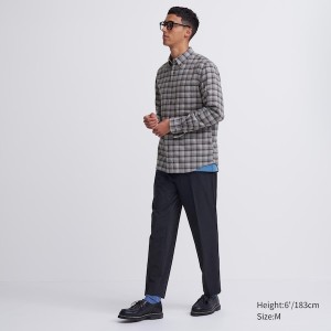 Uniqlo Flannel Checked Long-Sleeve Skjorte Herre Grå | 4578-DLZGX