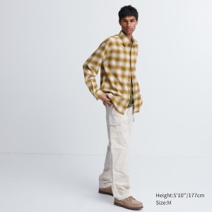 Uniqlo Flannel Checked Long-Sleeve Skjorte Herre Gul | 4153-IVLEO