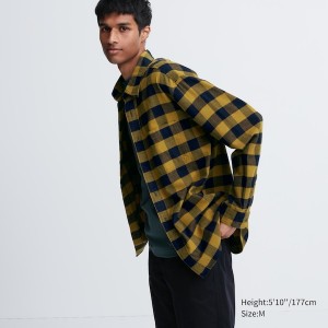 Uniqlo Flannel Checked Long-Sleeve Skjorte Herre Gul | 5931-SCLTK