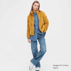 Uniqlo Fluffy Yarn Fleece Full-Zip jackets Dame Gul | 4650-GUMSB