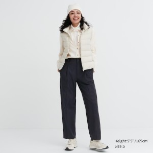 Uniqlo HEATTECH Plisseret Tapered Bukser Dame Mørkeblå | 0471-EBUXW