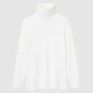 Uniqlo HEATTECH Turtleneck Long-Sleeve T Shirts Dame Hvide | 5207-SPUKD