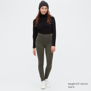 Uniqlo HEATTECH Ultra Stretch High-Rise Leggings Bukser Dame Olivengrøn | 6275-DJLRC