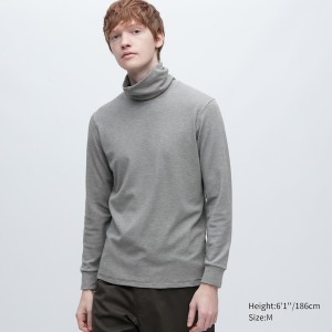 Uniqlo HEATTECH Ultra Warm Turtleneck Long-Sleeve T Shirts Herre Grå | 8430-YEWNI