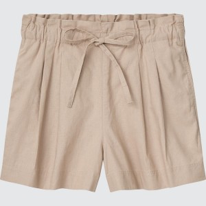 Uniqlo Linen-Bomulds Shorts Dame Beige | 2479-FXRAJ