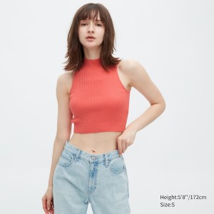 Uniqlo Mock Neck Uden Ærmer Cropped Trøjer Dame Lyserød | 5639-IEGFL