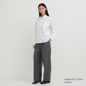 Uniqlo Oxford Long-Sleeve Skjorte Dame Hvide | 5318-BRSQA