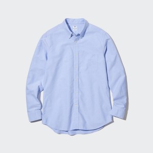 Uniqlo Oxford Slim-Fit Long-Sleeve Skjorte Herre Blå | 8907-PXMIN