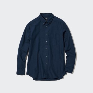 Uniqlo Oxford Slim-Fit Long-Sleeve Skjorte Herre Mørkeblå | 0328-SLMQP