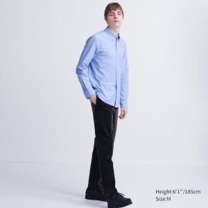 Uniqlo Oxford Slim-Fit Long-Sleeve Skjorte Herre Hvide | 9460-DNJTU