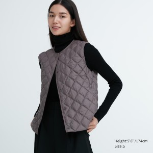 Uniqlo PUFFTECH Quiltet Vest Dame Grå | 0756-POUXR