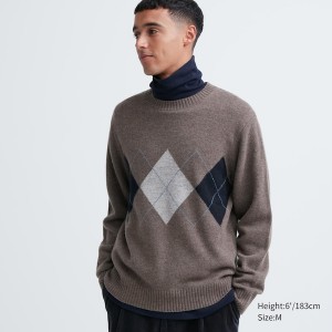 Uniqlo Premium Lambswool Crew Neck Long-Sleeve Trøjer Herre Brune | 9872-MKVEW