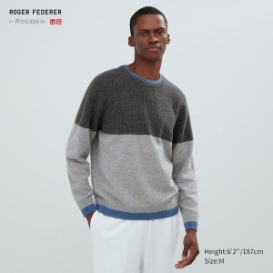 Uniqlo Premium Lambswool Crew Neck Long-Sleeve Trøjer Herre Mørkegrå | 9504-DIRHN