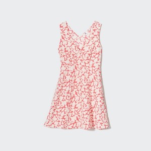 Uniqlo Printed V-Neck Uden Ærmer Mini Kjole Dame Lyserød | 6784-SNKDH