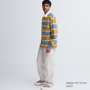 Uniqlo Rugger Long-Sleeve Poloshirt Herre Gul | 7584-OHFZU