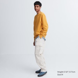 Uniqlo Side-Stripe Sweatshirts Herre Gul | 6257-QLJCU