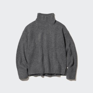 Uniqlo Souffle Yarn High Neck Long-Sleeve Trøjer Dame Grå | 8739-RAUKO