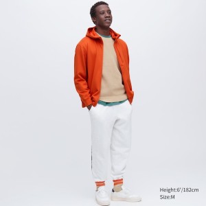 Uniqlo Stretch Dry Sweat Long-Sleeve Full-Zip Hættetrøje Herre Orange | 5601-CILVU