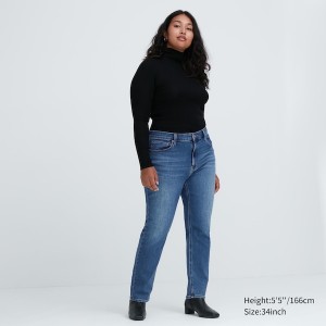 Uniqlo Stretch Slim Lige Jeans Dame Blå | 1268-YOPWN