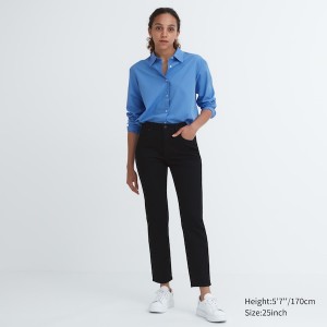 Uniqlo Stretch Slim Lige Jeans Dame Sort | 1042-DMPUY