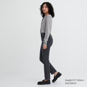 Uniqlo Stretch Slim Lige Jeans Dame Sort | 8793-RSFYO