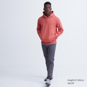 Uniqlo Sweat Pullover Long-Sleeve Hættetrøje Herre Lyserød | 9081-FSETA