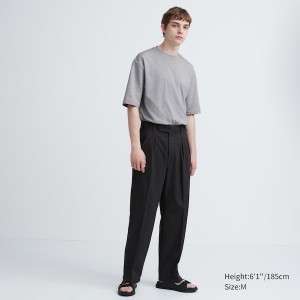 Uniqlo U AIRism Bomulds Stribet Crew Neck Oversized T Shirts Herre Grå | 5318-LCEGZ