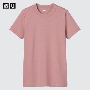 Uniqlo U Crew Neck Kort-Sleeve T Shirts Dame Lyserød | 2837-OSYZV