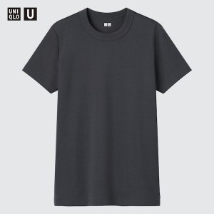 Uniqlo U Crew Neck Kort-Sleeve T Shirts Dame Mørkegrå | 2358-CNVEO