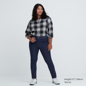 Uniqlo Ultra Stretch Denim Leggings Bukser Dame Mørkeblå | 5972-SBZCJ