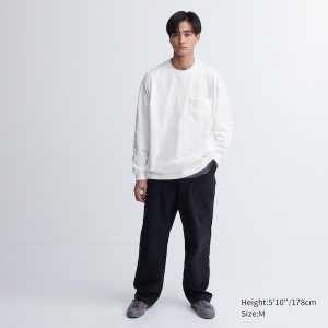 Uniqlo Washed Bomulds Crew Neck Long-Sleeve T Shirts Herre Grå | 4160-PEMWR