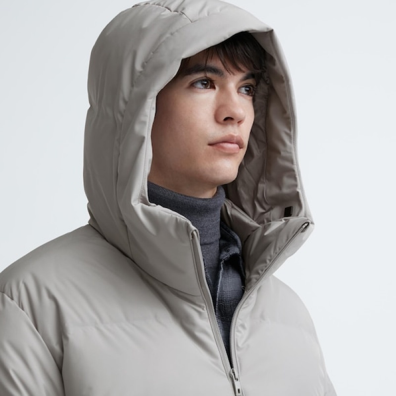 Uniqlo 3D Cut Seamless Down Parka Herre Lysegrå | 9681-GMRDO