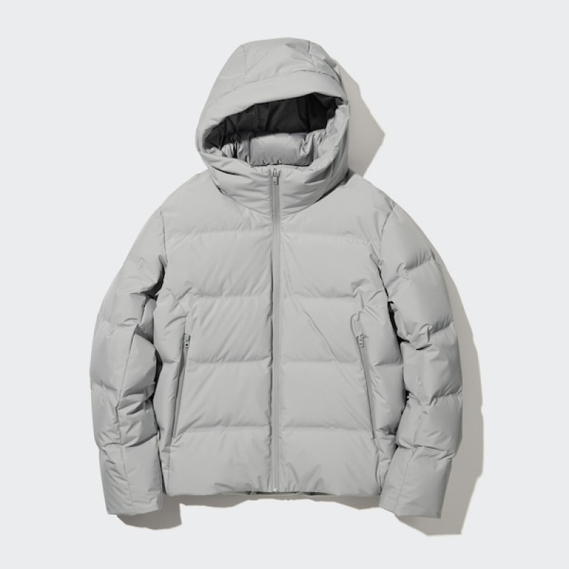 Uniqlo 3D Cut Seamless Down Parka Herre Lysegrå | 9681-GMRDO